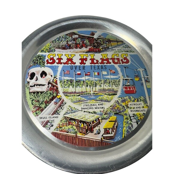 Vintage DFW Six Flags Over Texas Souvenir Decorative Plate 11” Amusement Park - Picture 10 of 14